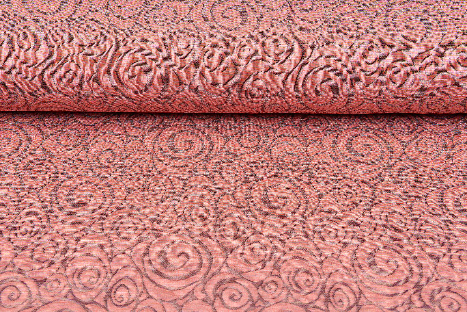 Strickstoff Jacquard retro twill lachsrosa