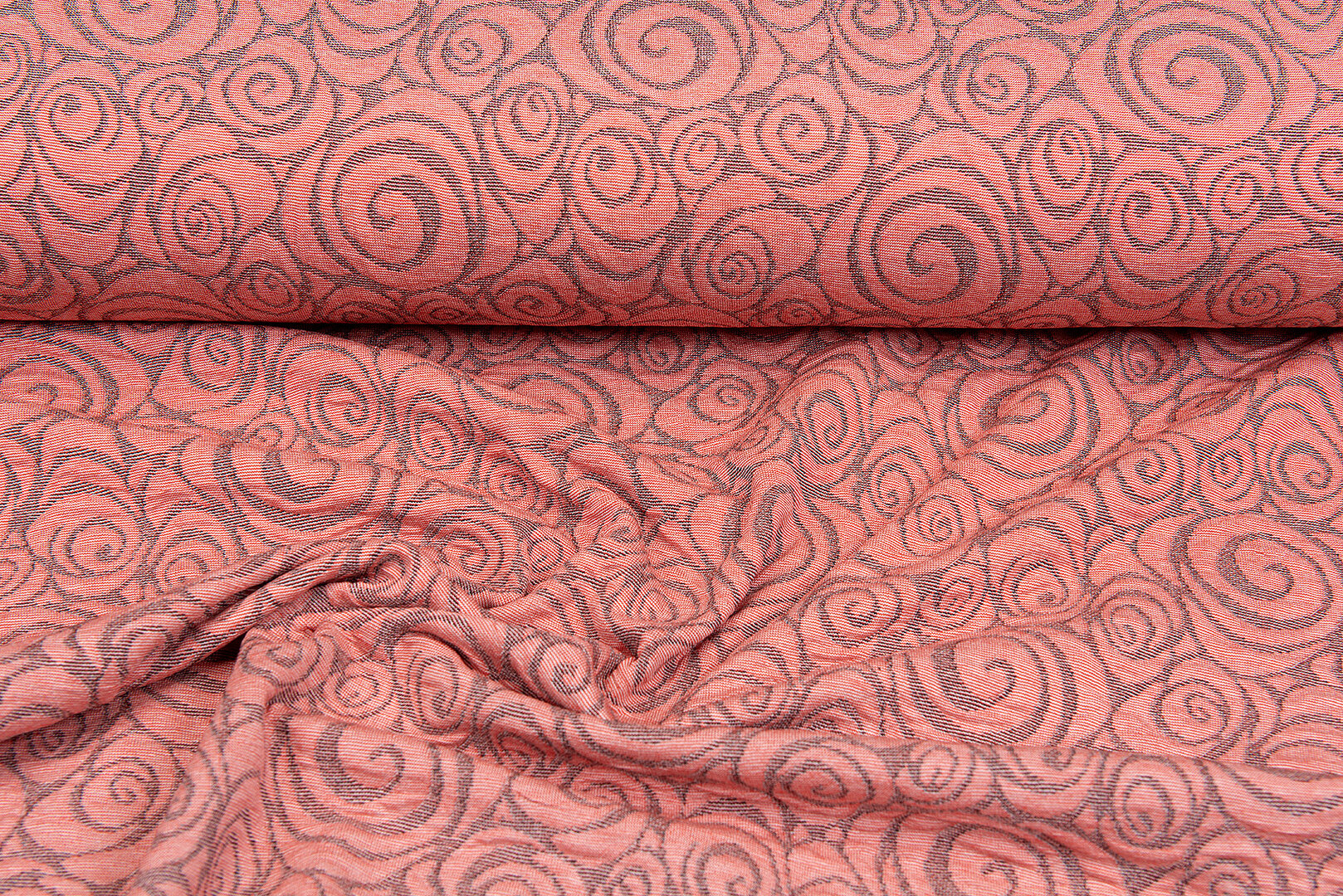 Strickstoff Jacquard retro twill lachsrosa