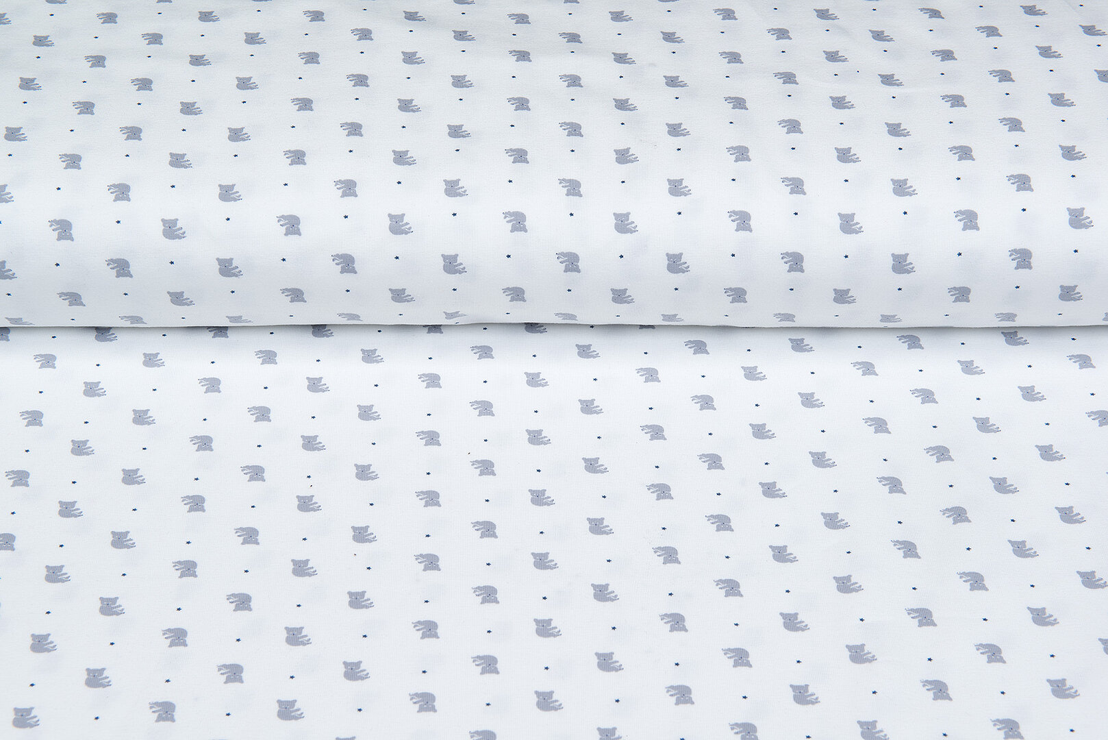 Baumwolljersey bedruckt mini koala ecru - blau