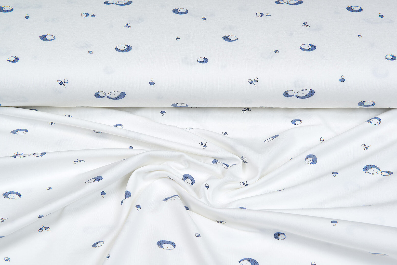 Baumwolljersey bedruckt mini hedgehog ecru - marine