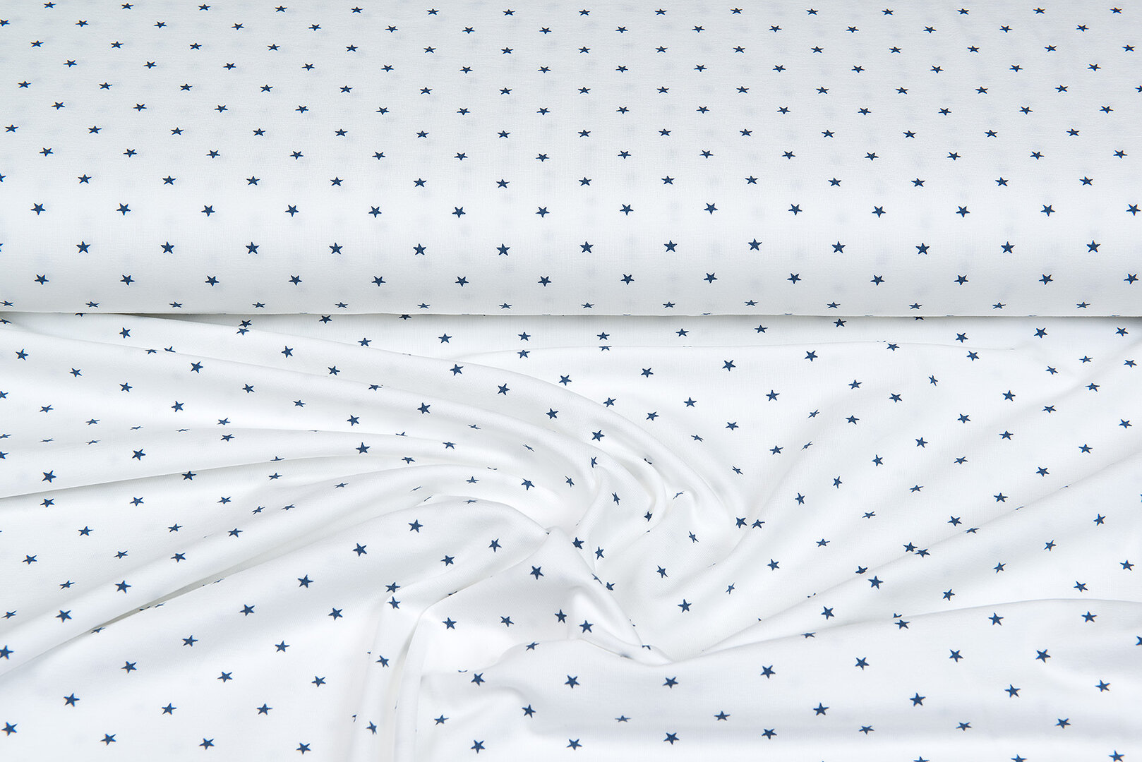 Baumwolljersey bedruckt stars ecru - metalblau
