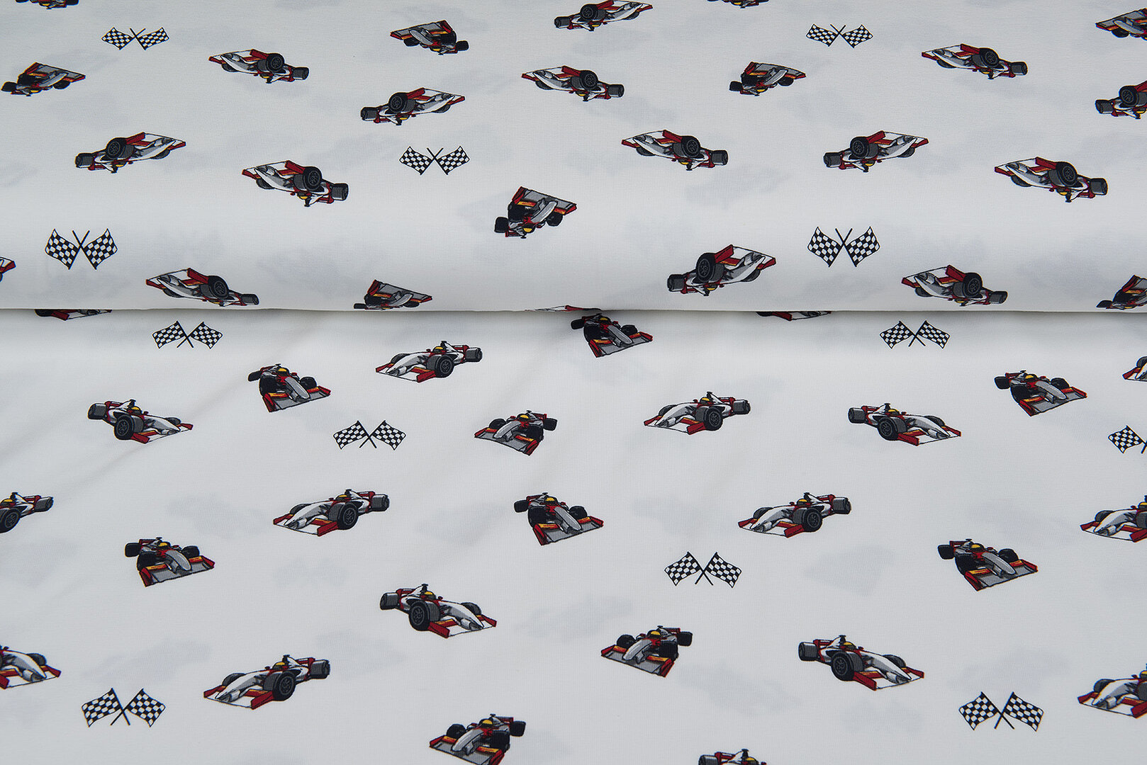 Baumwolljersey bedruckt race cars off-white