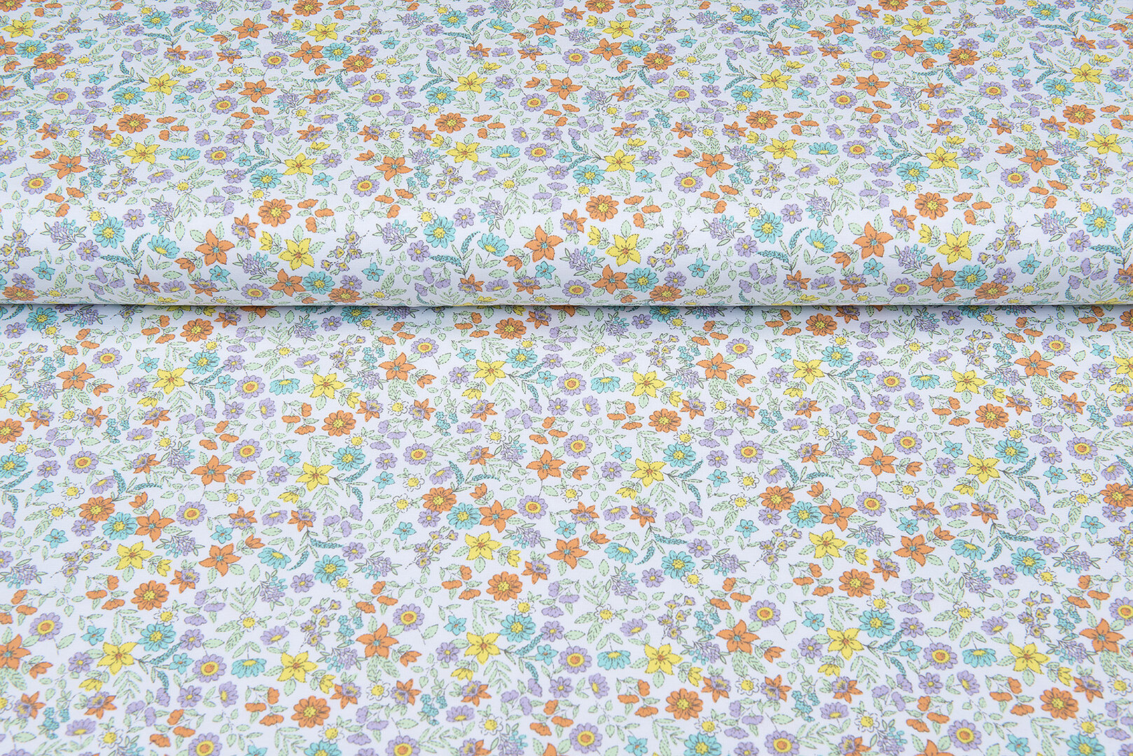 Baumwolljersey bedruckt little floral weiss