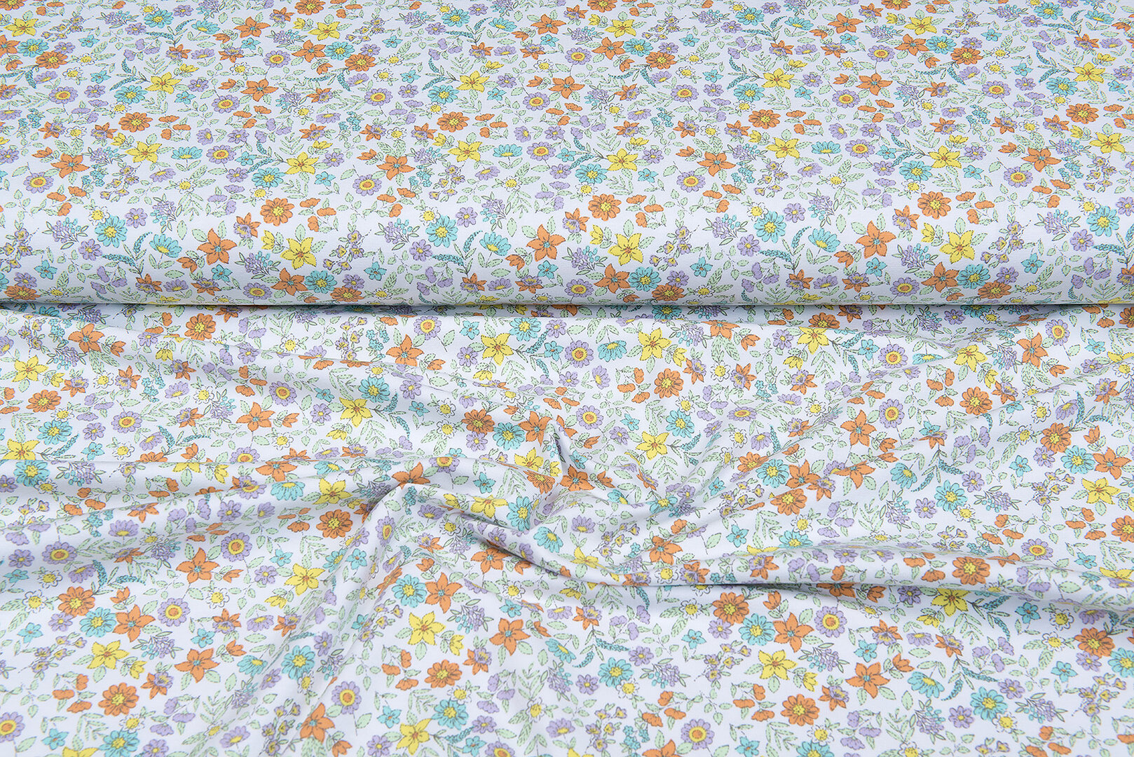 Baumwolljersey bedruckt little floral weiss