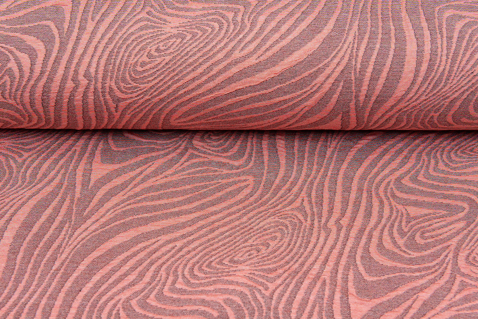 Strickstoff Jacquard retro stripes lachsrosa