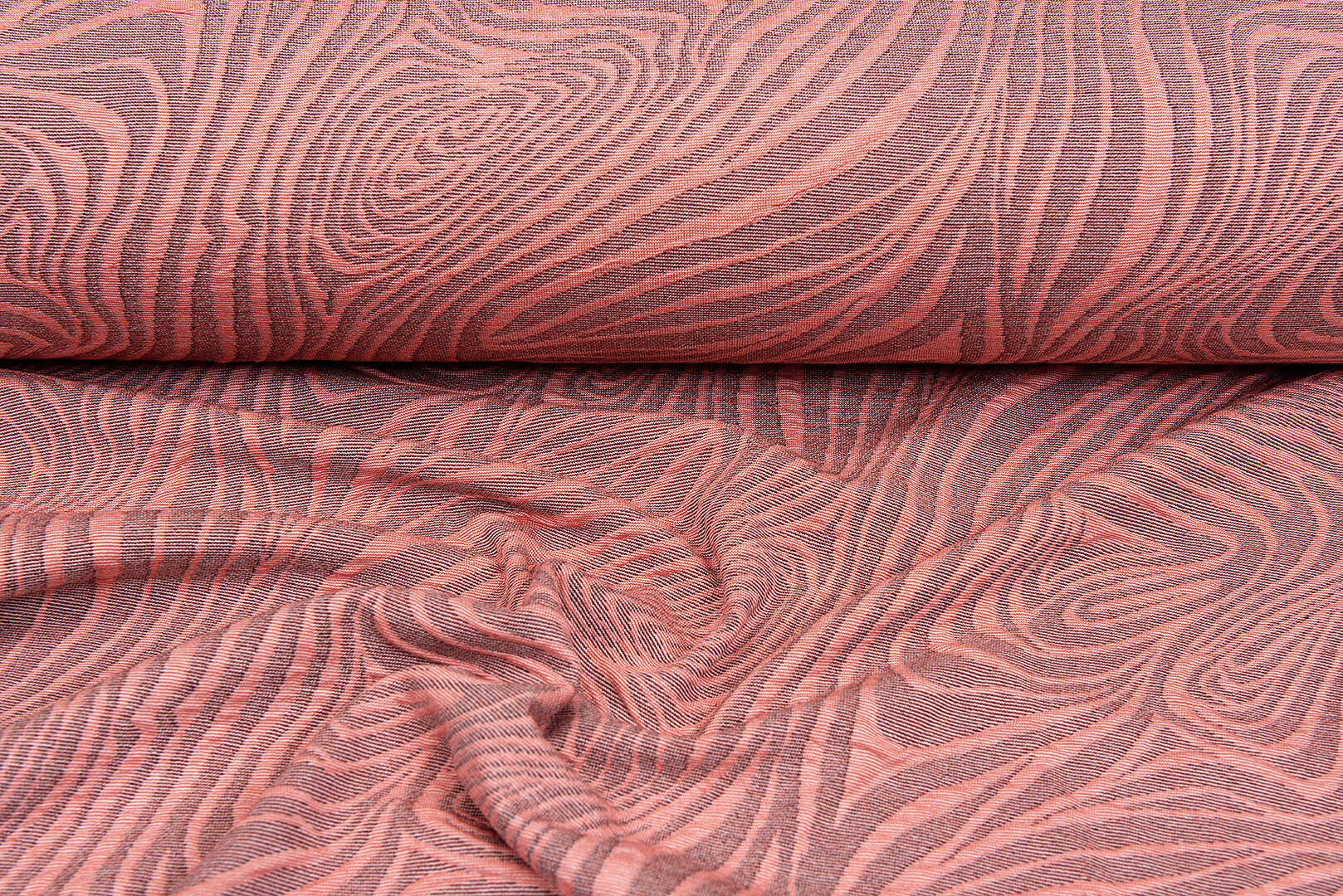 Strickstoff Jacquard retro stripes lachsrosa