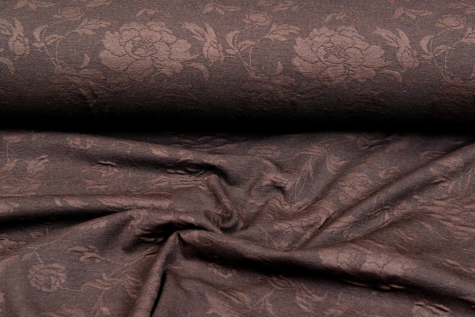 Strickstoff Jacquard roses 2 braun