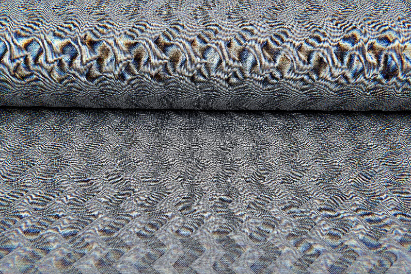 Strickstoff Jacquard little zigzag grau-hellgrau