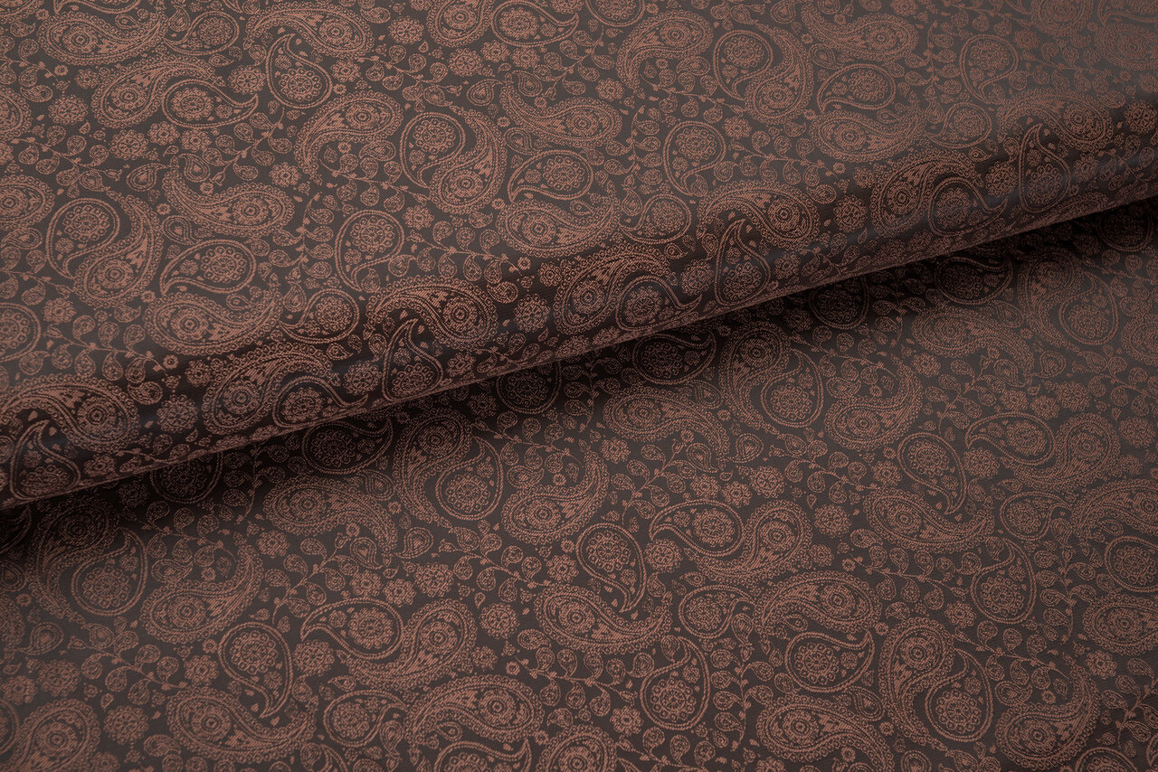 Futterstoff Jacquard small Paisley VO98 braun-hellbraun