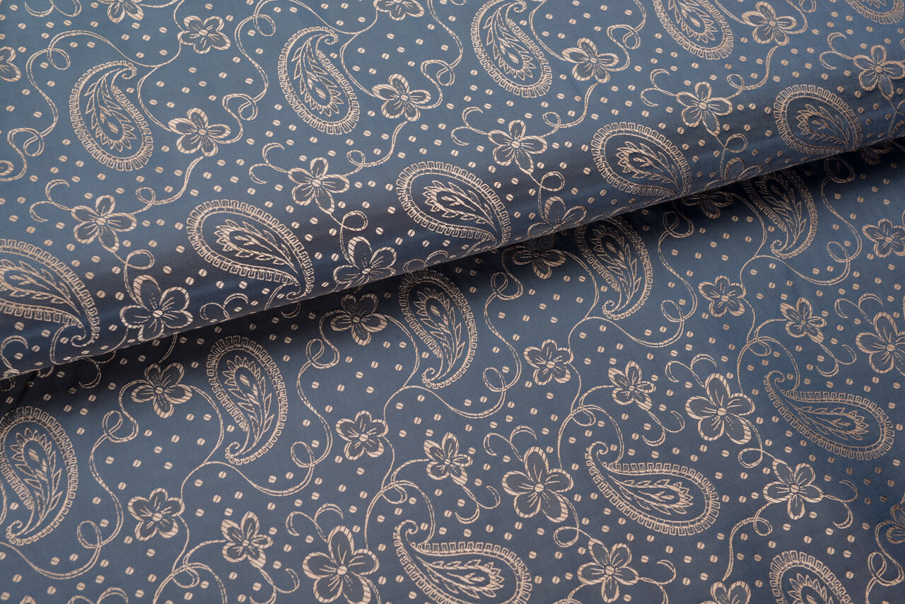 Futterstoff Jacquard Paisley Flower VO42 lila-rosegold