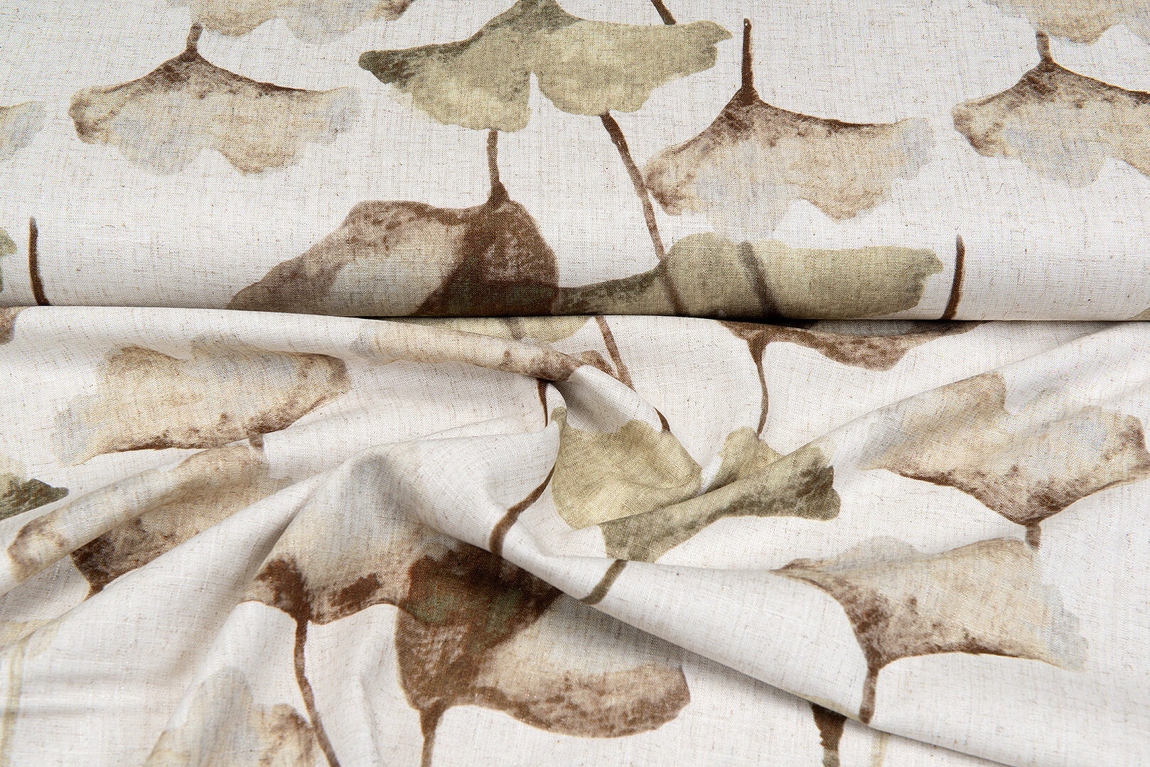 Viskose Leinen Digital bedruckt big leaves braun-sand