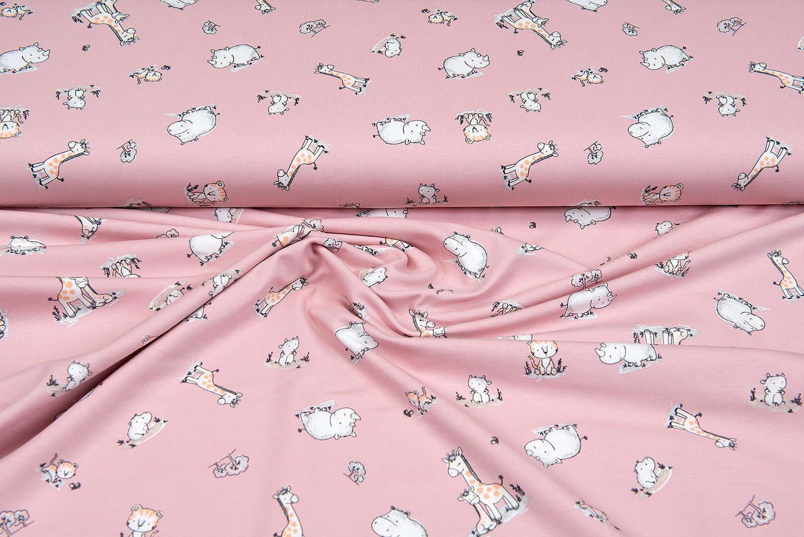 Baumwolljersey bedruckt baby animals rosa