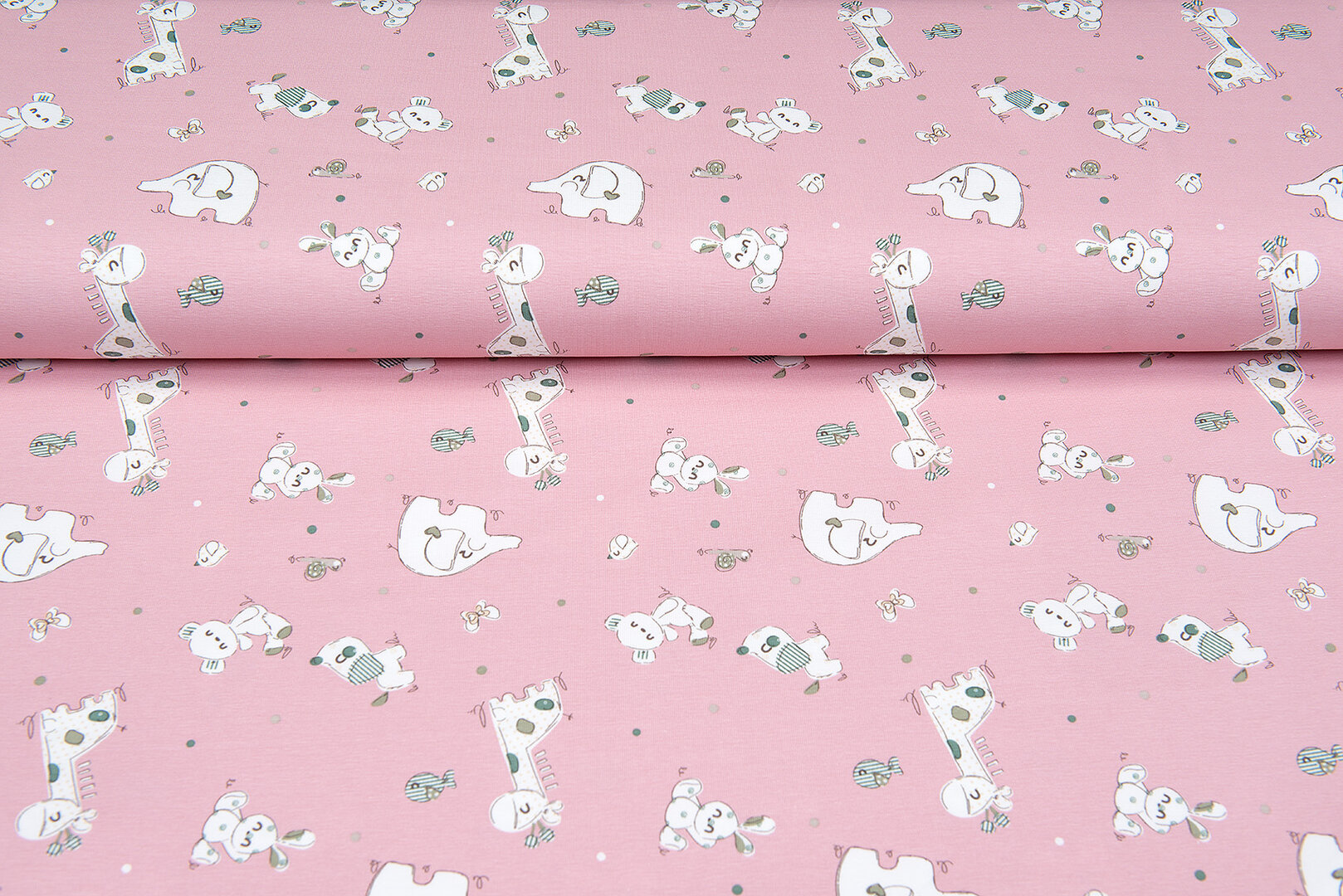 Baumwolljersey bedruckt patchworks animals rosa