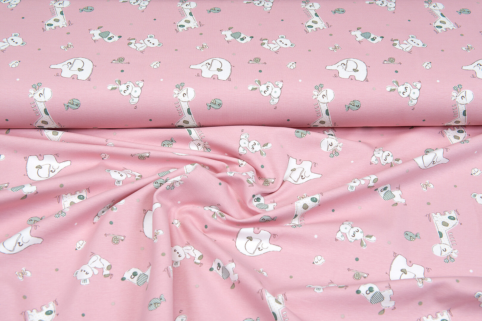 Baumwolljersey bedruckt patchworks animals rosa