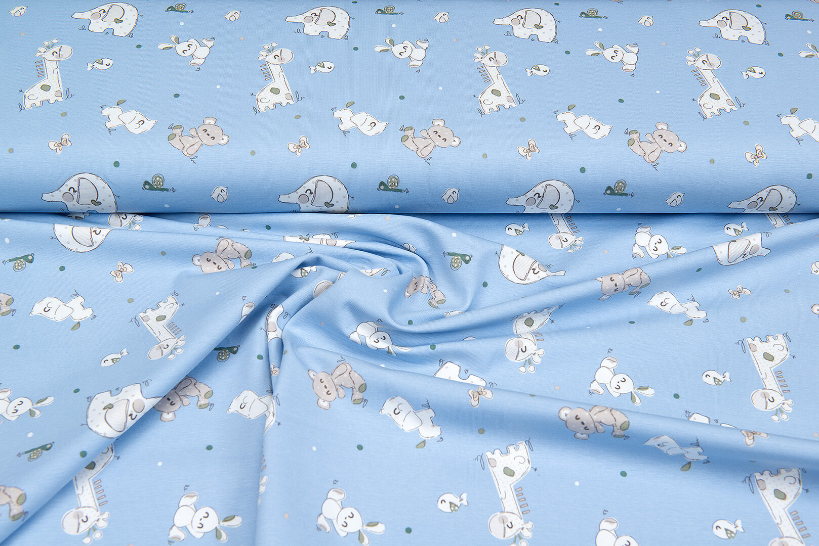 Baumwolljersey bedruckt patchworks animals blau