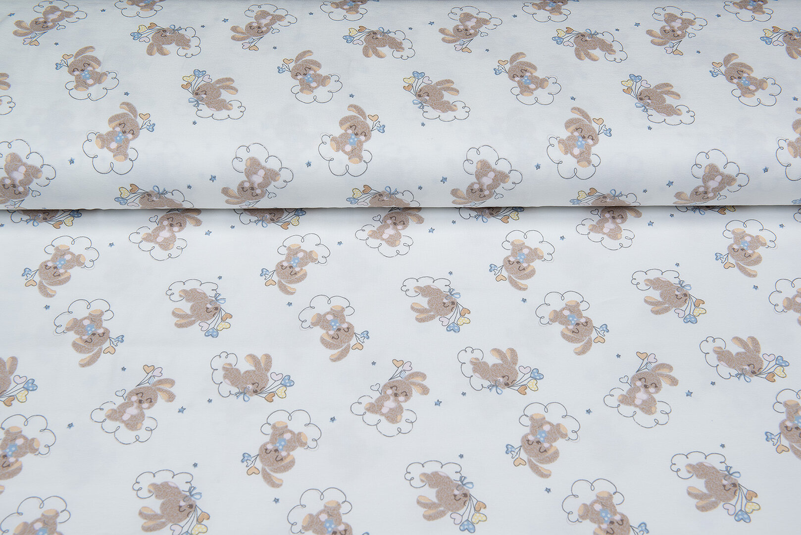 Baumwolljersey bedruckt rabbit hearts off-white