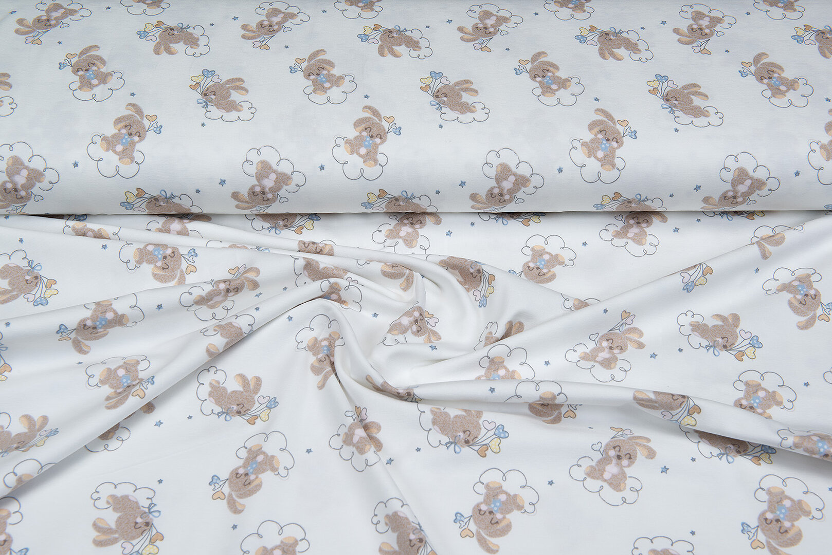 Baumwolljersey bedruckt rabbit hearts off-white