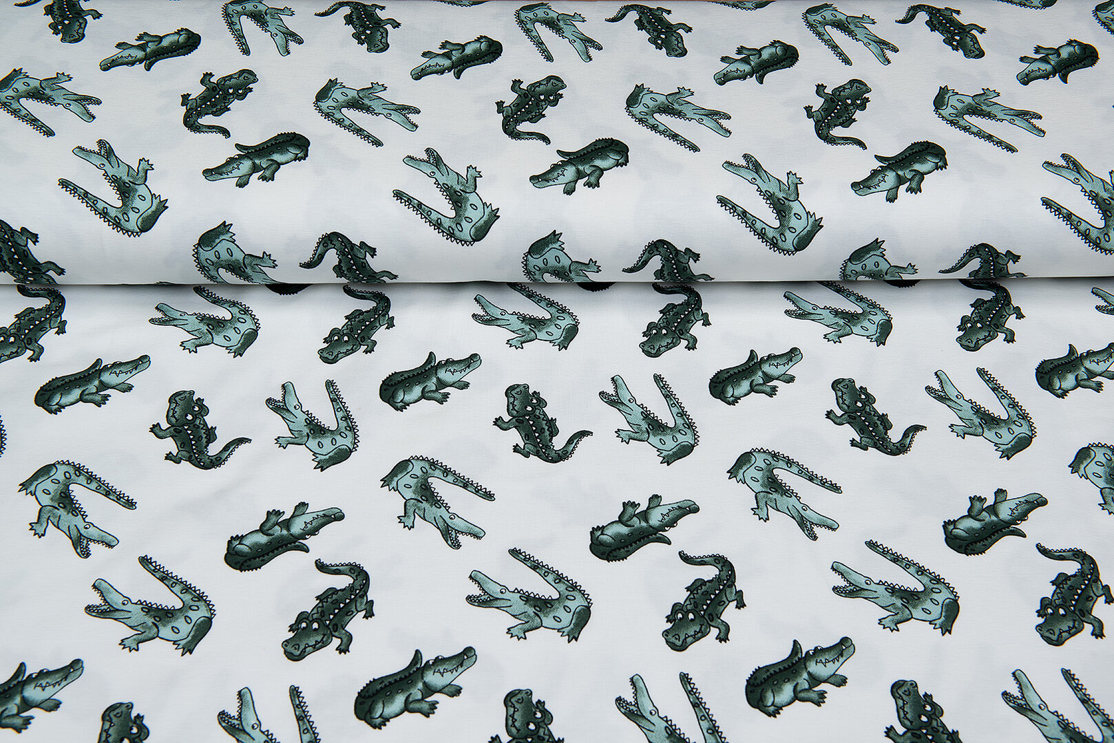 Baumwolljersey bedruckt crocodile ecru