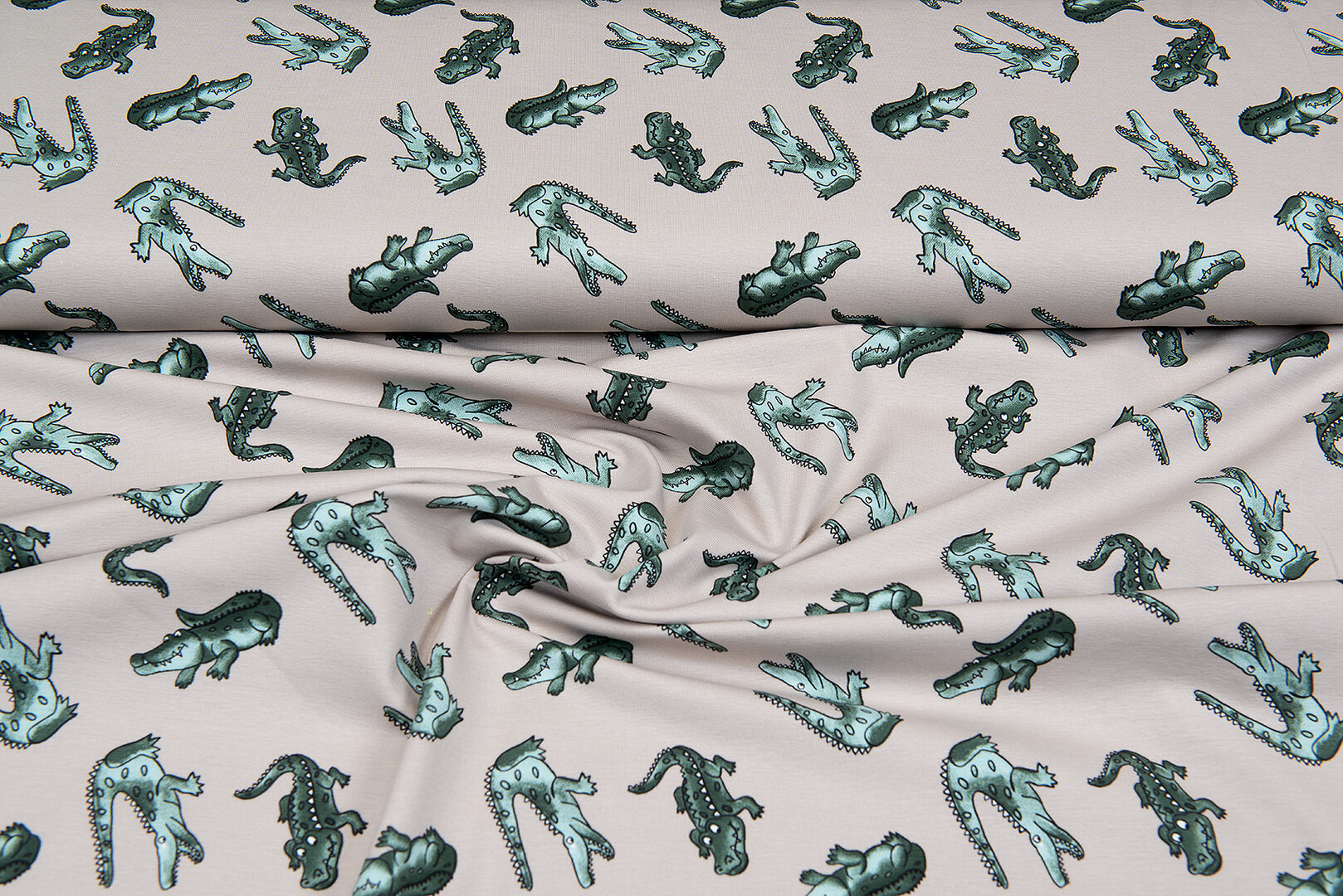Baumwolljersey bedruckt crocodile sand-taupe