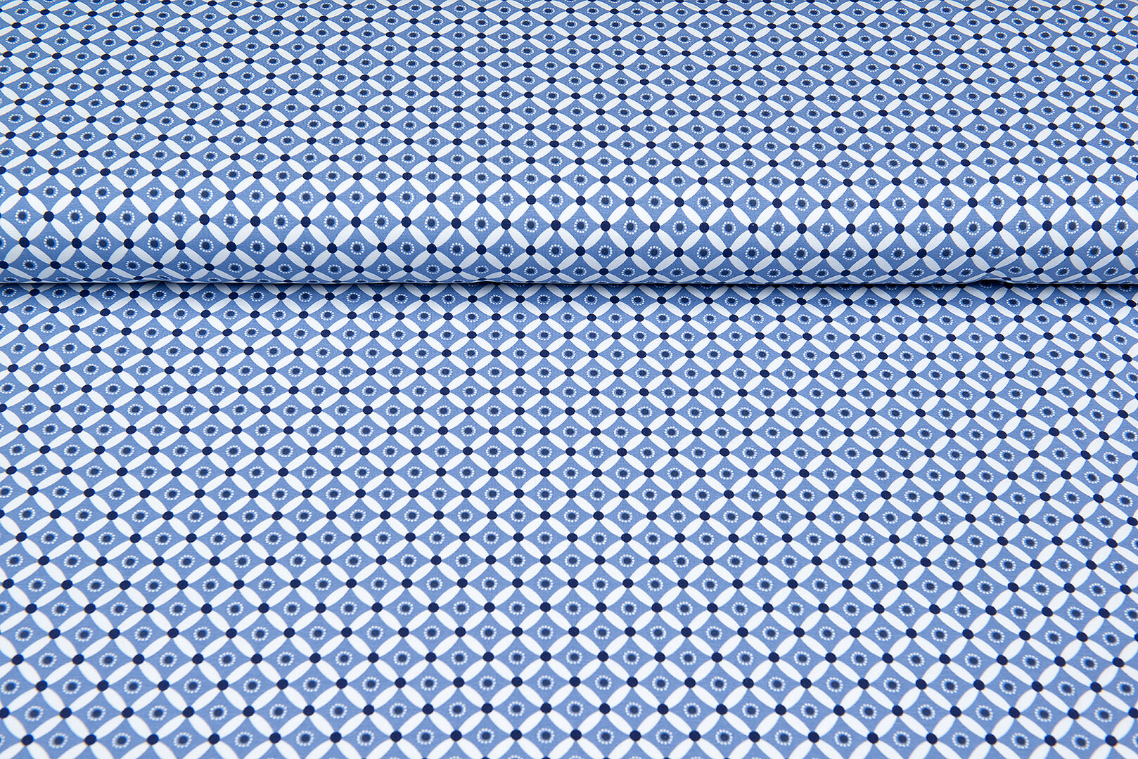 Baumwolljersey bedruckt geo dots denim