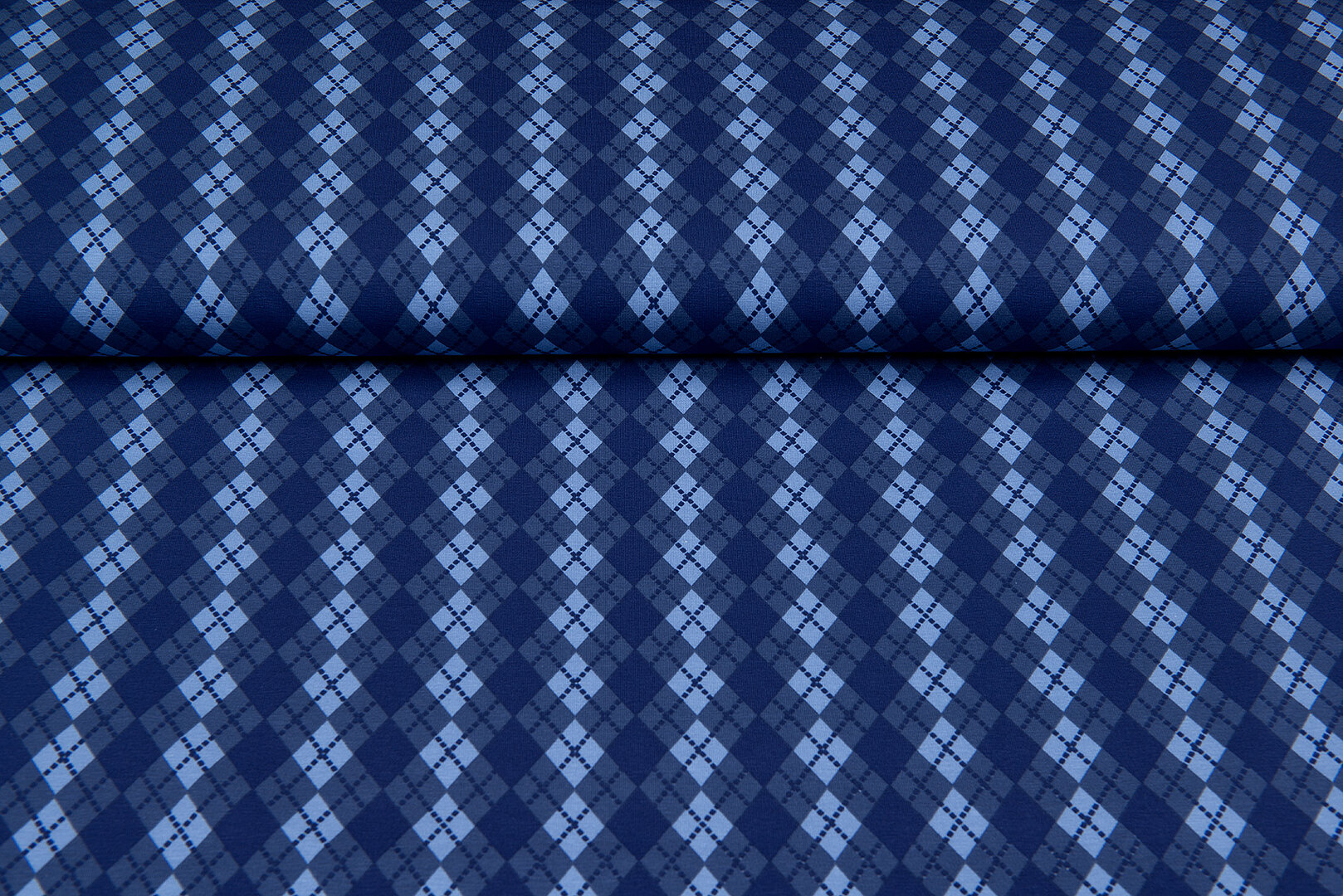 Baumwolljersey bedruckt diamonds denim-blau