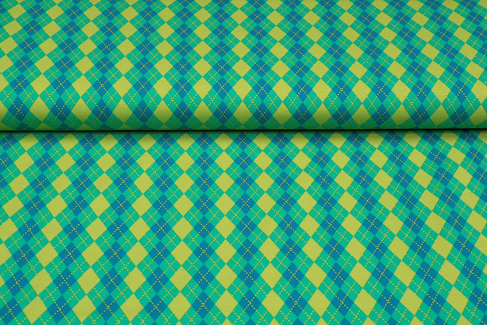 Baumwolljersey bedruckt diamonds grasgr&uuml;n