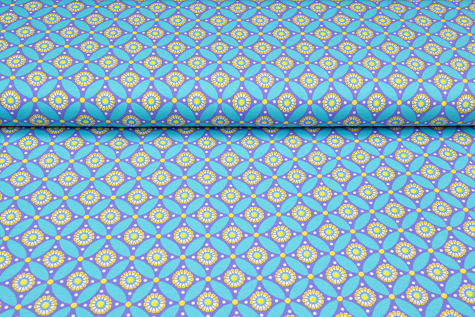 Baumwolljersey bedruckt geo circles mint