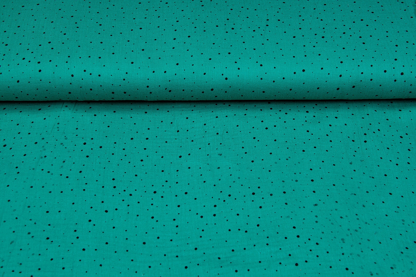Baumwoll Musselin bedruckt little dots with foil emerald
