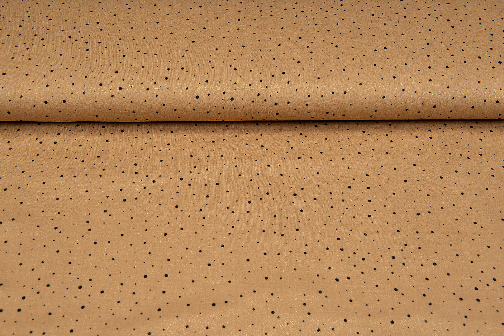 Baumwoll Musselin bedruckt little dots with foil karamel