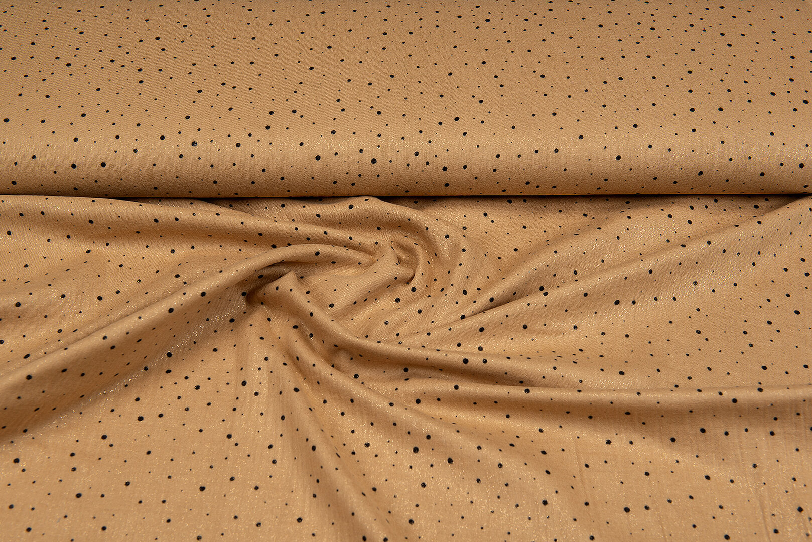 Baumwoll Musselin bedruckt little dots with foil karamel
