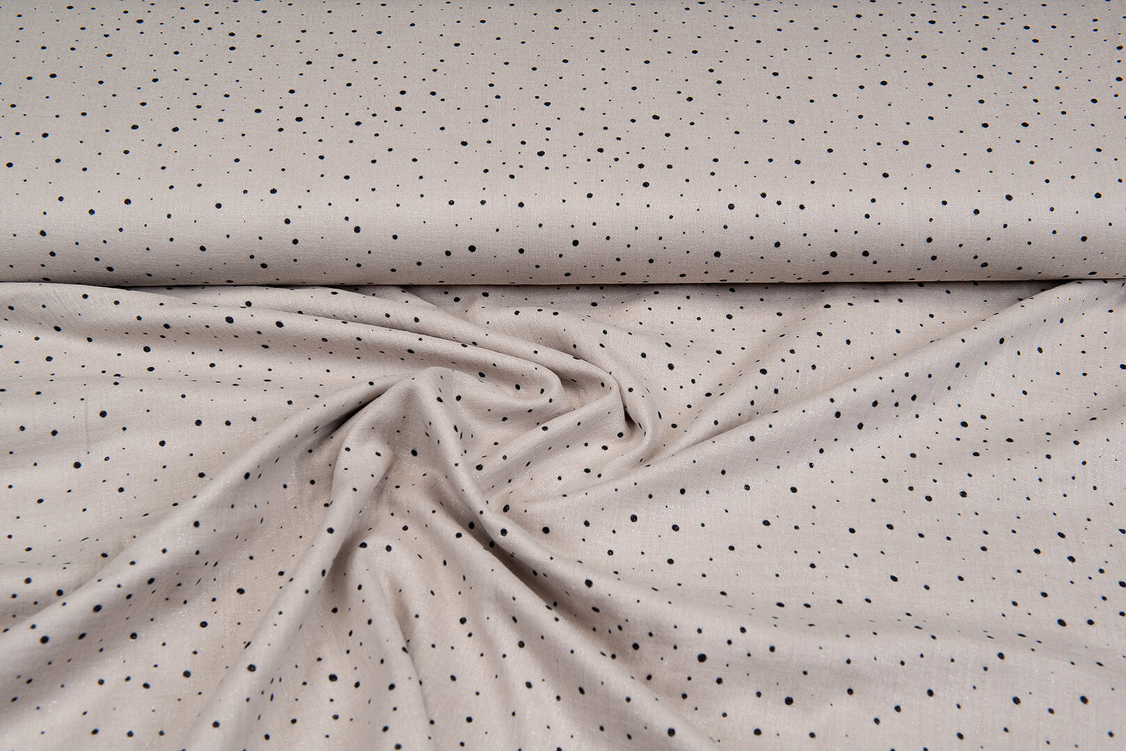 Baumwoll Musselin bedruckt little dots with foil sand-taupe