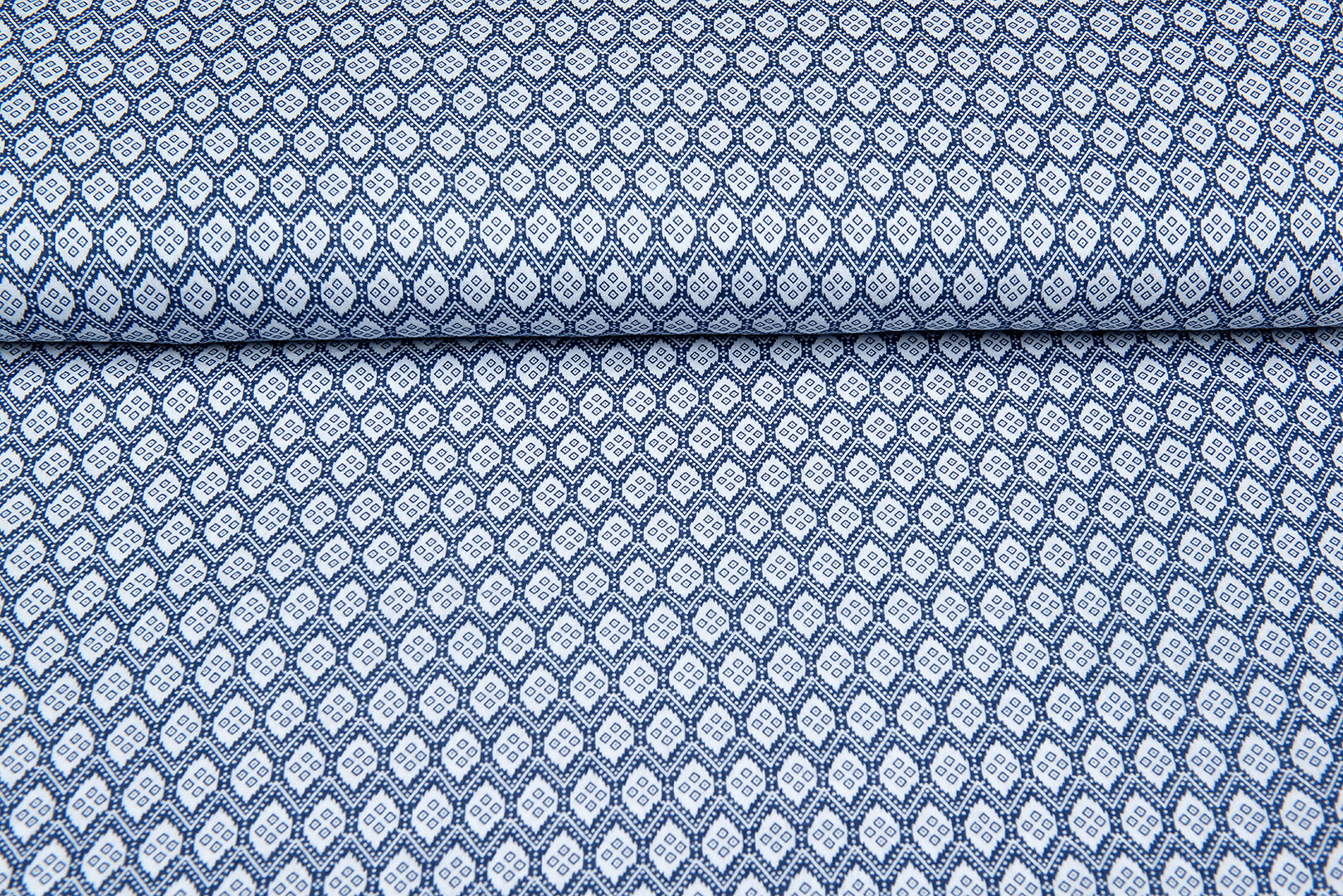 Baumwoll Musselin bedruckt retro triangle denim