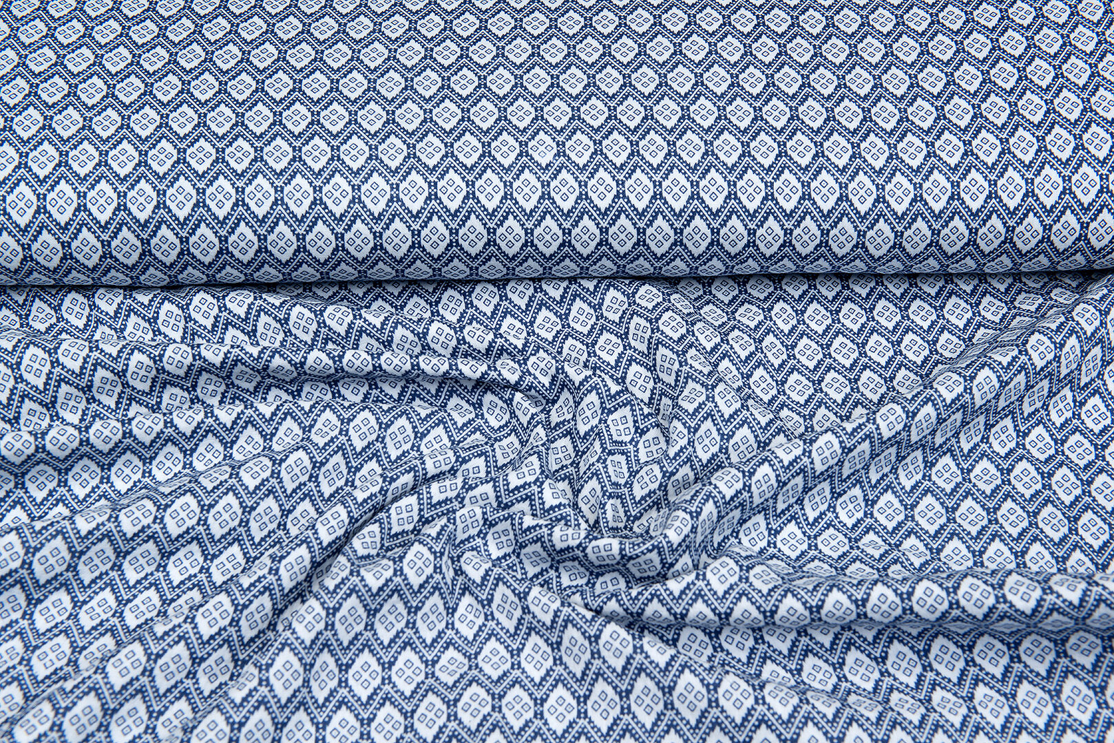 Baumwoll Musselin bedruckt retro triangle denim