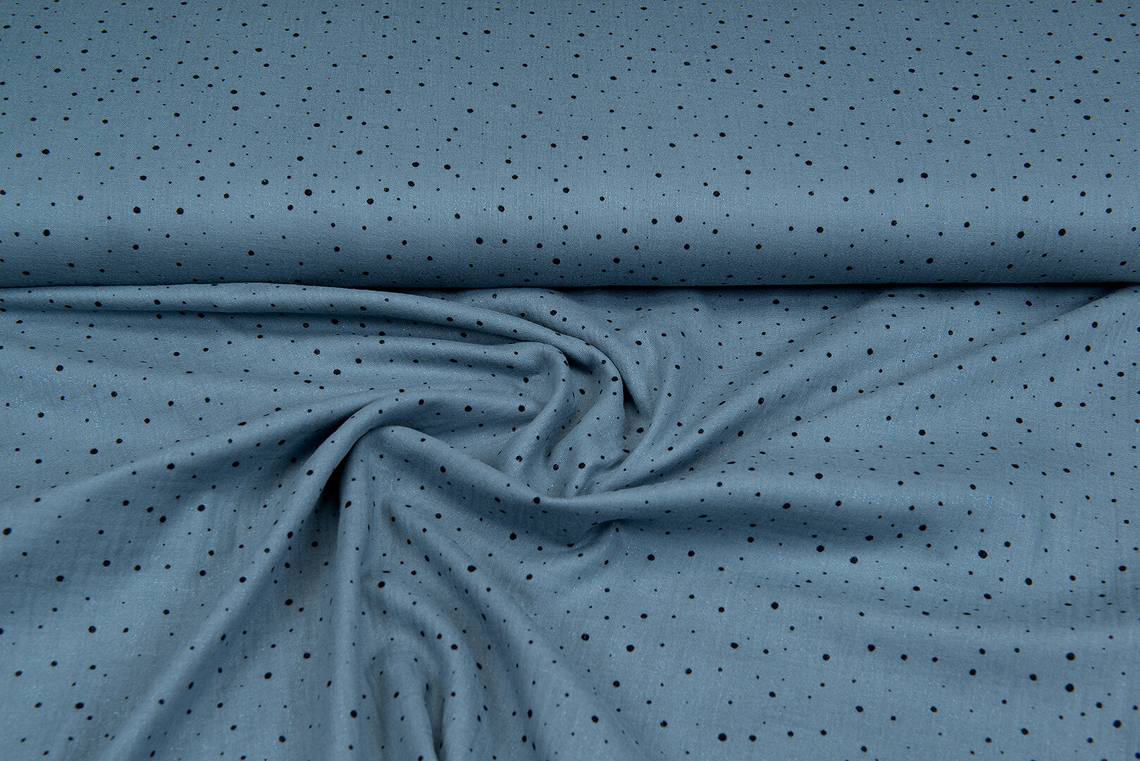 Baumwoll Musselin bedruckt little dots with foil grau-blau