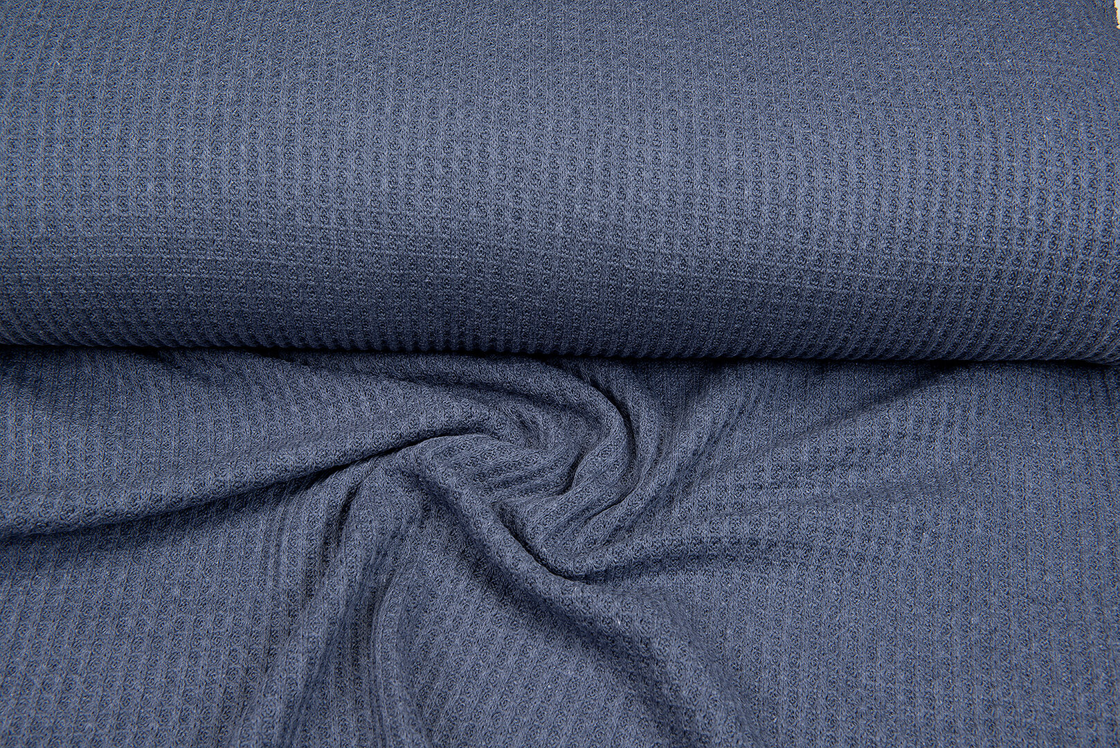 grob gestricktes Waffelpiqu&eacute; blau-grau