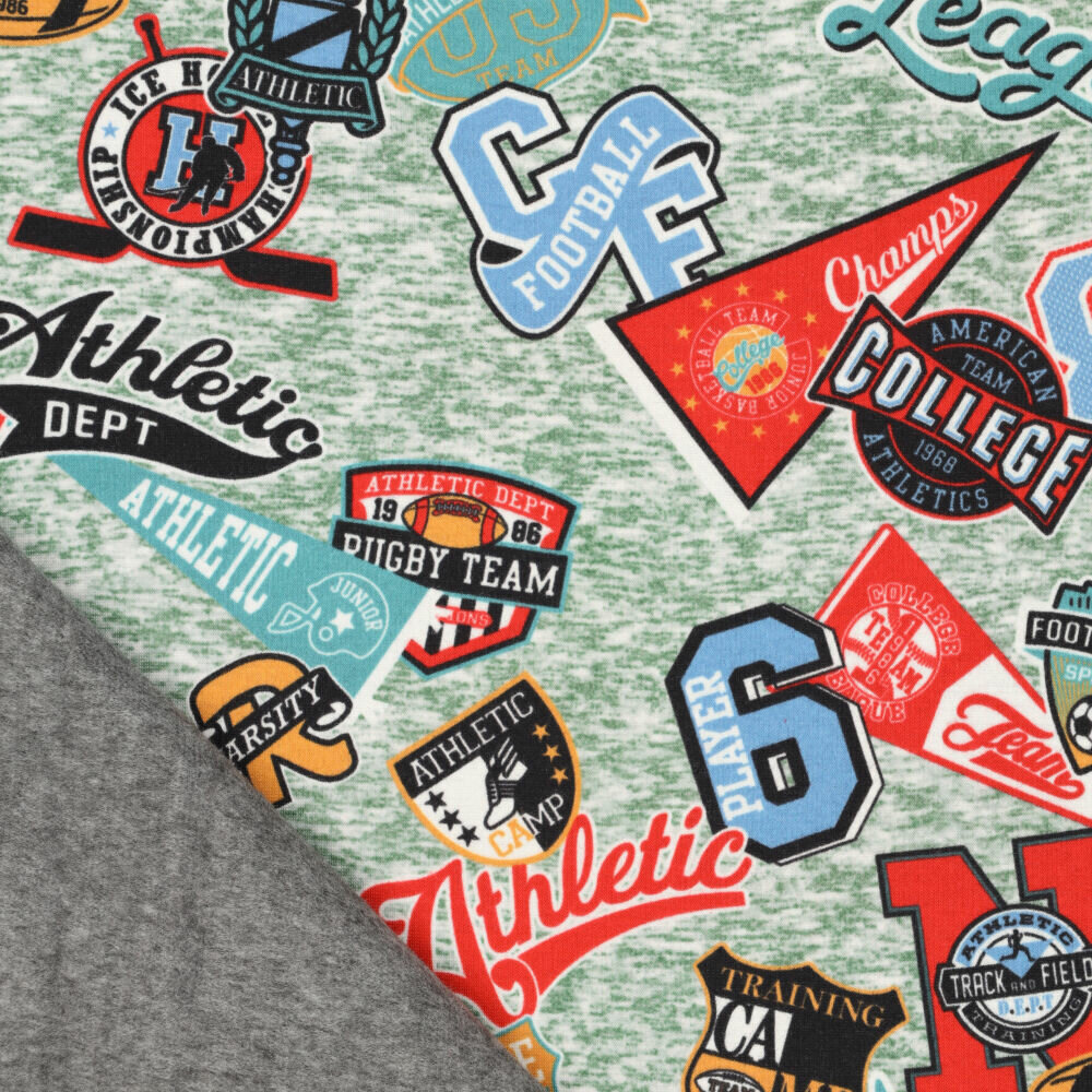 Alpenfleece bedruckt football athletics gr&uuml;n