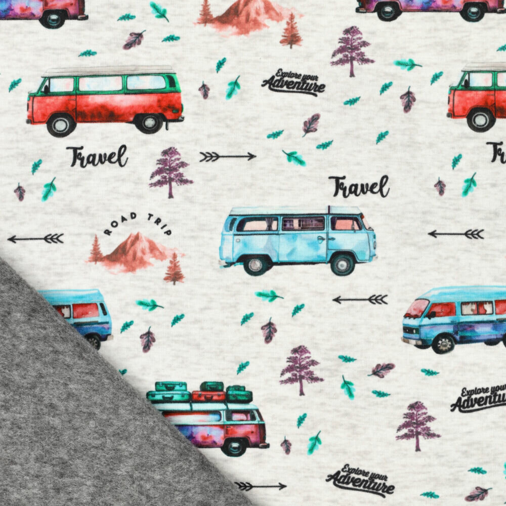 Alpenfleece bedruckt travel vans grau
