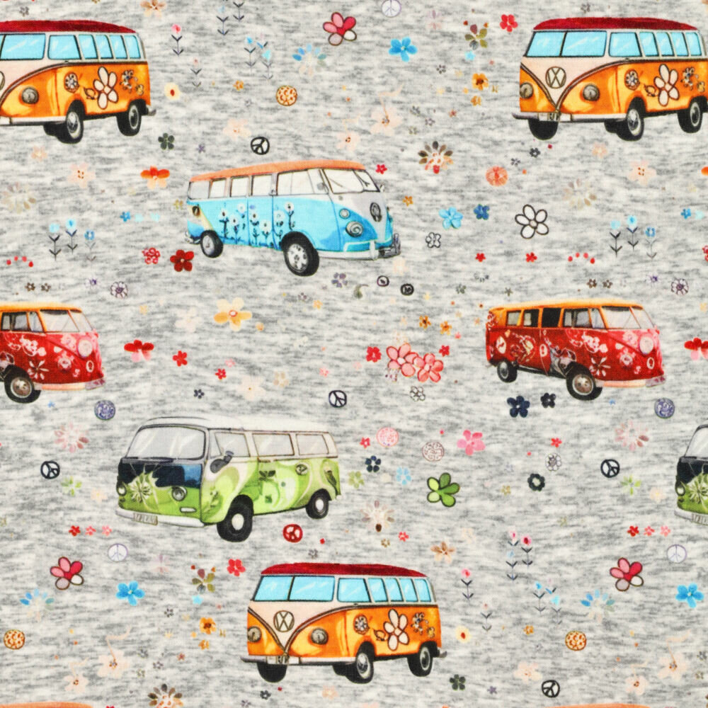 Alpenfleece bedruckt retro vans grau