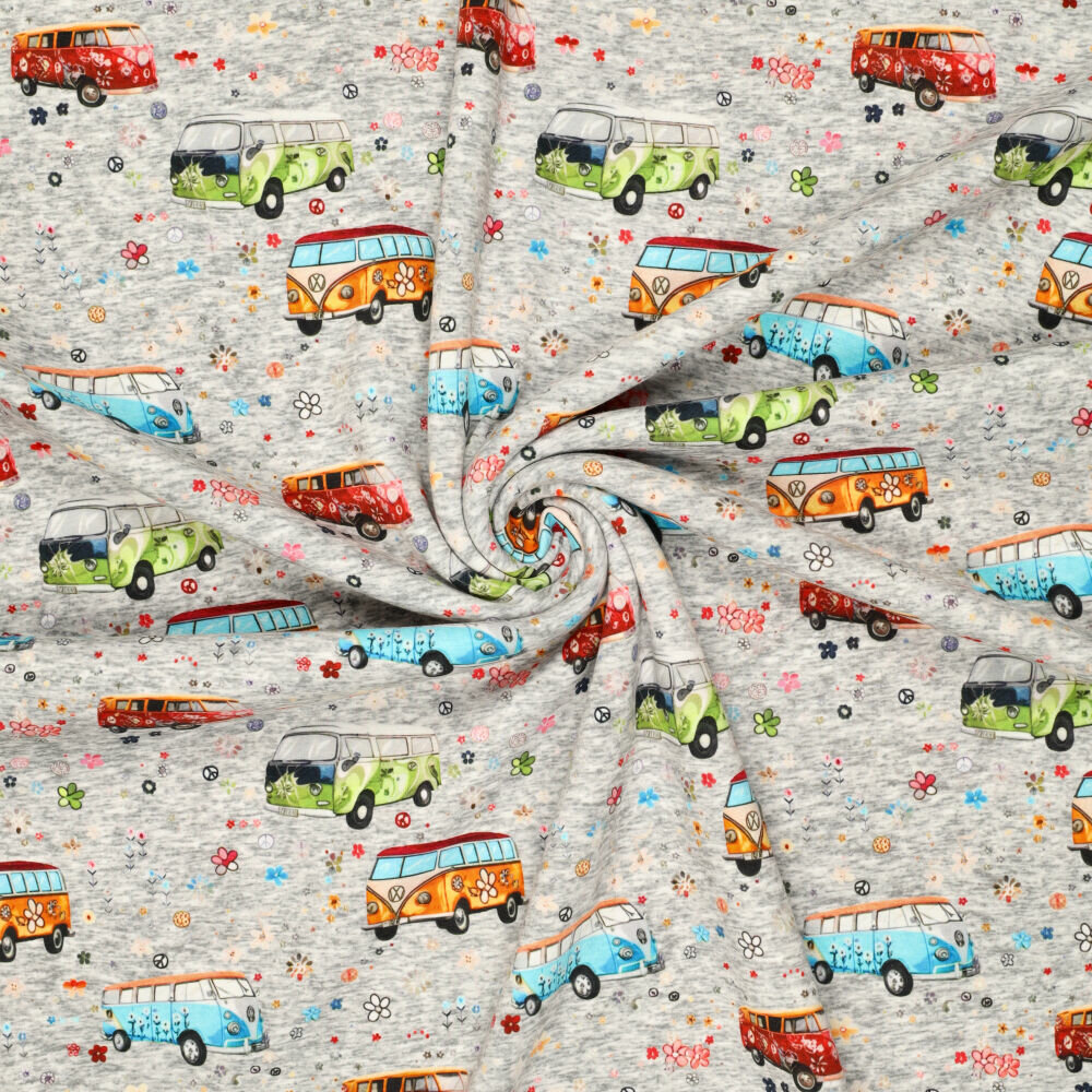 Alpenfleece bedruckt retro vans grau