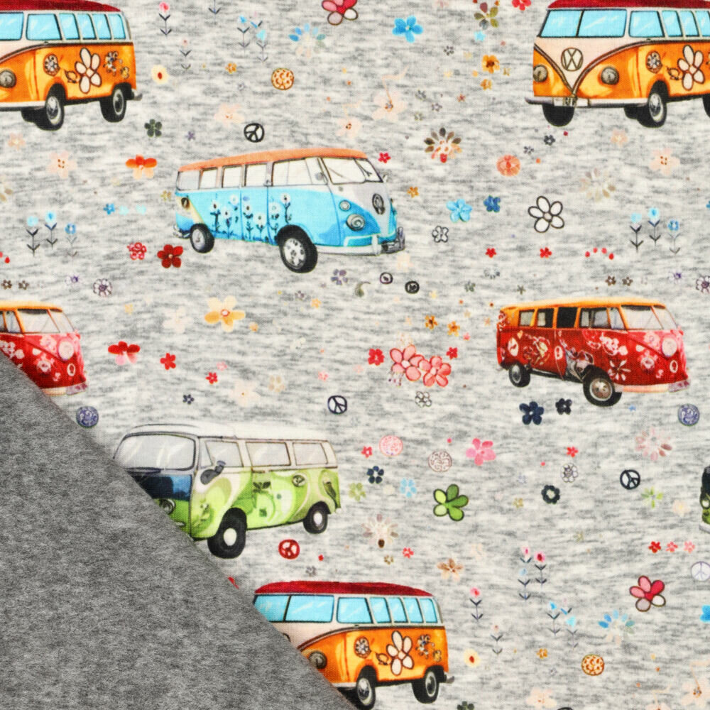 Alpenfleece bedruckt retro vans grau