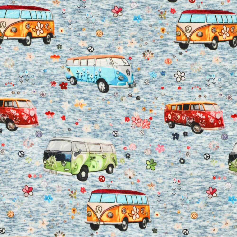 Alpenfleece bedruckt retro vans jeansblau