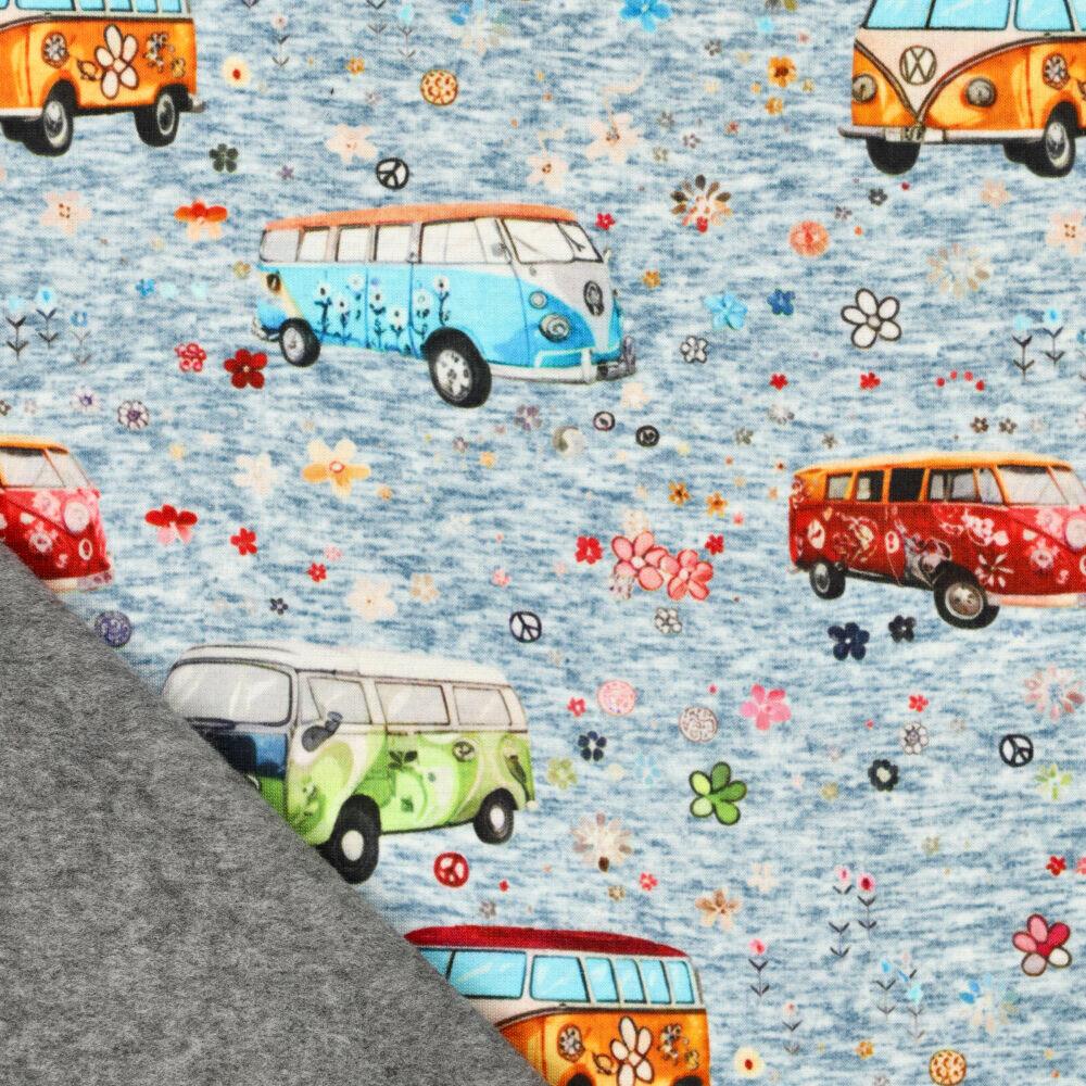 Alpenfleece bedruckt retro vans jeansblau