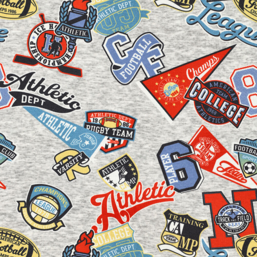 Alpenfleece bedruckt football athletics grau