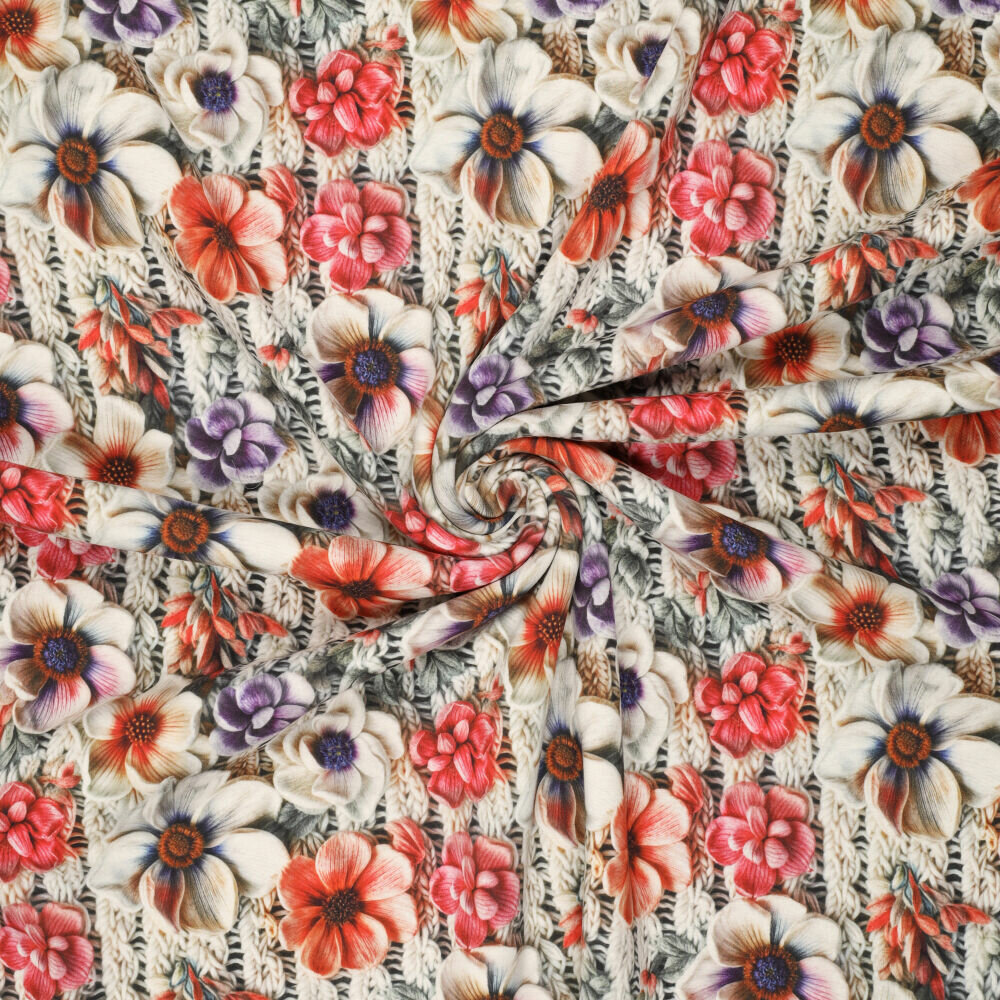 Alpenfleece bedruckt rope with flowers 3