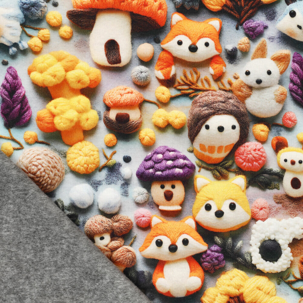 Alpenfleece bedruckt cuddly grau