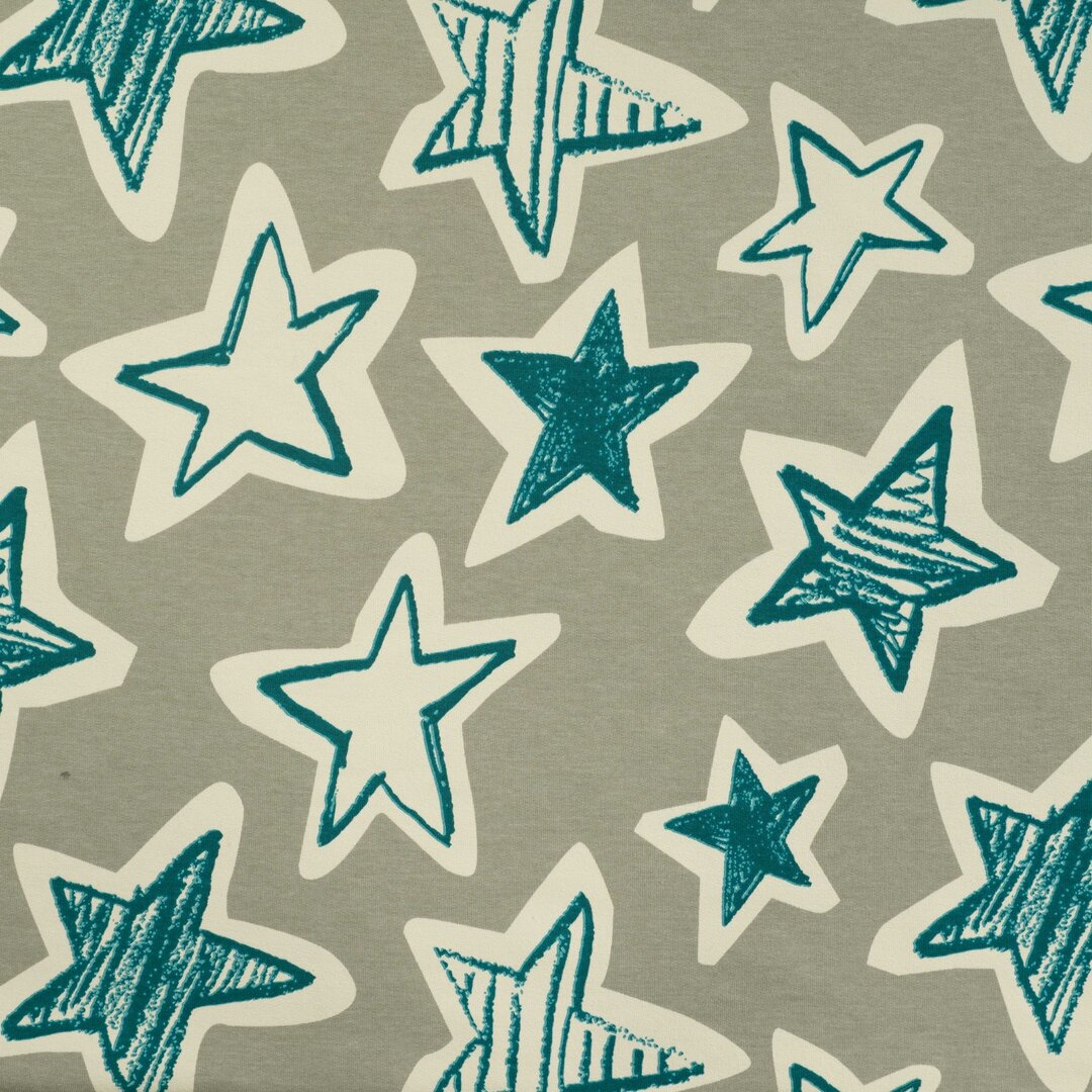 French Terry bedruckt stars mint