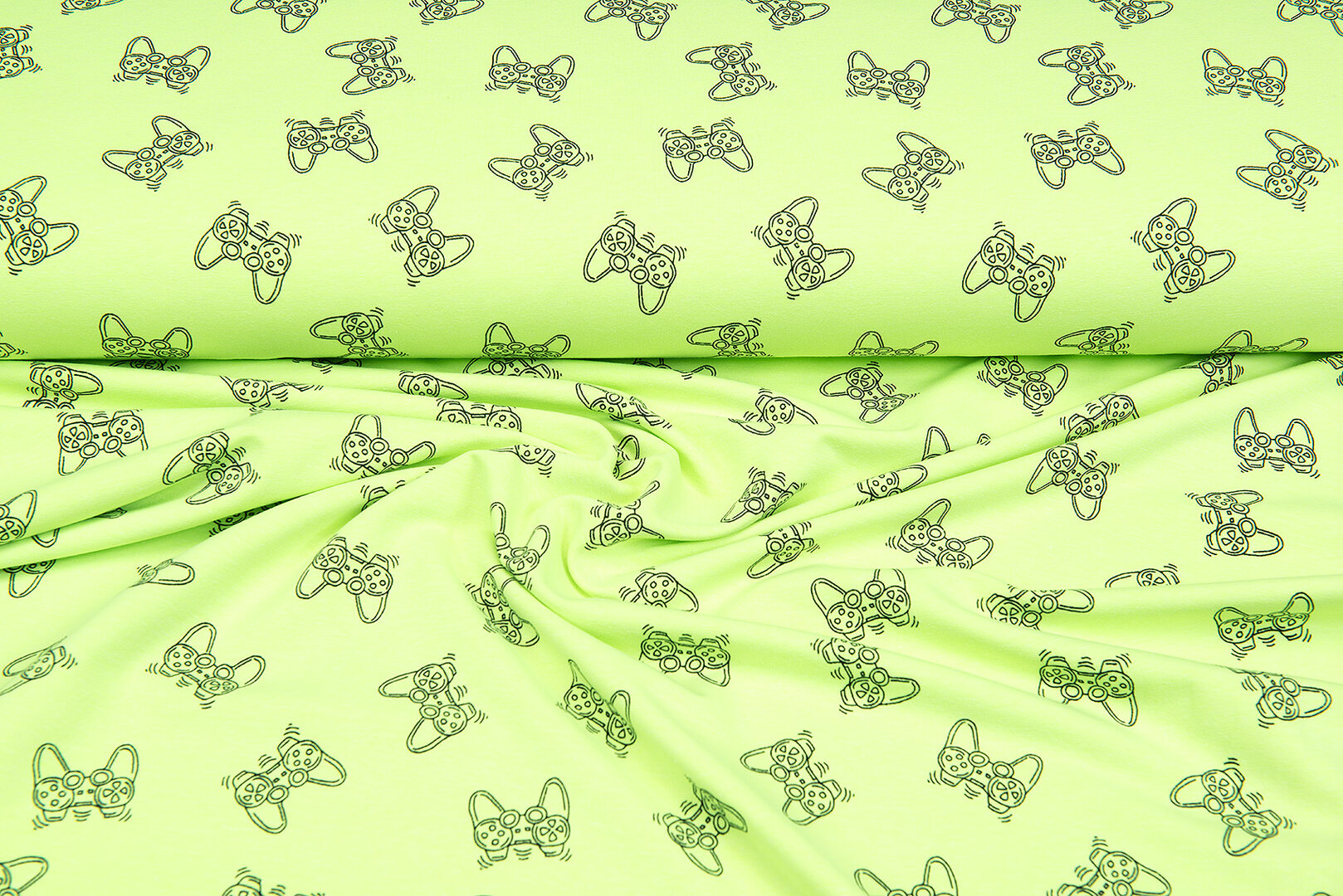 French terry bedruckt game controller neon lime