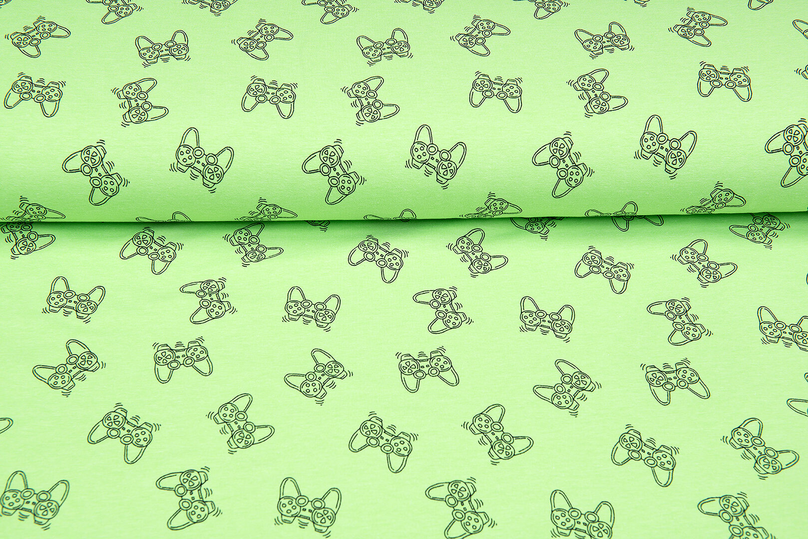 French terry bedruckt game controller neon gr&uuml;n