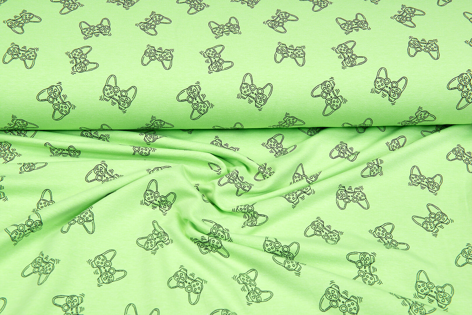 French terry bedruckt game controller neon gr&uuml;n