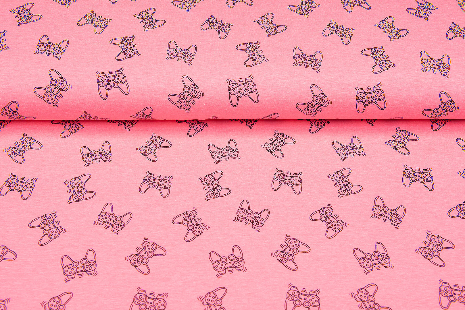 French terry bedruckt game controller neon rosa